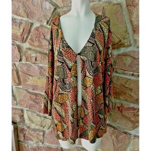 floral velvet burnout open cardigan kimono Size 1X Boho topper Stretchy